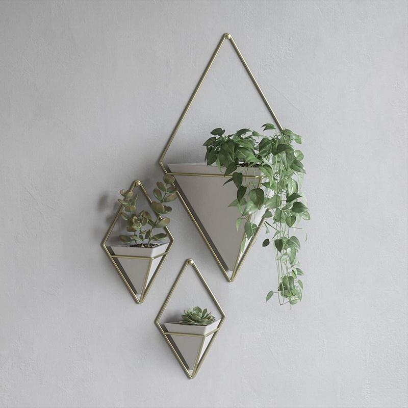 Opknoping Ijzer Planter Vaas & Geometrische Muur Decor Container Geweldig Voor Succulenten Air Plant Faux Planten ijzer Muur Planter